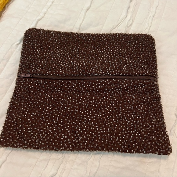 Moyna Anthropologie Beaded Clutch Turquoise Beads on Brown Beaded background - Picture 5 of 12